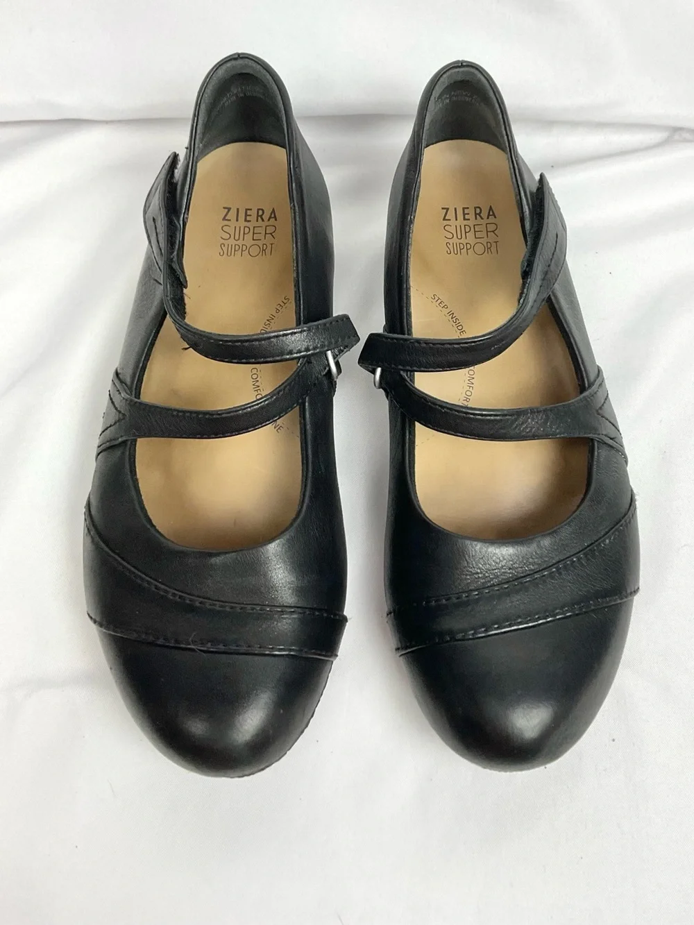 Ziera Xray Black Leather Mary Jane Shoes Comfort Flats Shoes Sz 40